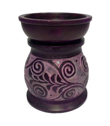 Oil Burner, Soapstone, Koru, Purple