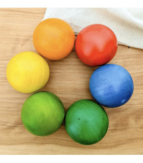Large Rainbow Wooden Balls Set (6 units)